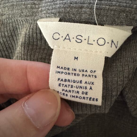 Caslon Women’s Rib Polo Shirt Long Sleeve Gray Collared Pullover Top NWT Size M - Picture 7 of 8